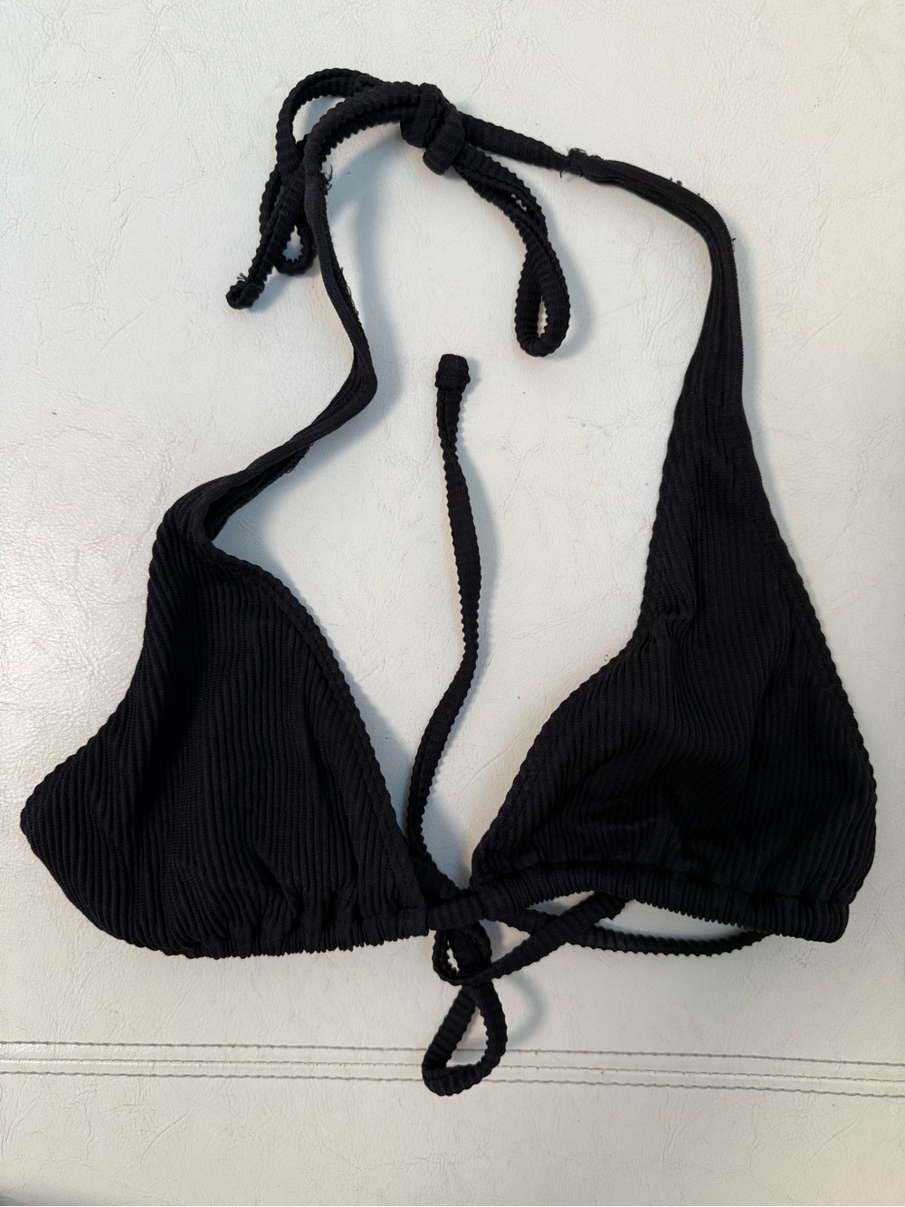 Urban Outfitters Black Ribbed Triangle Bikini Top